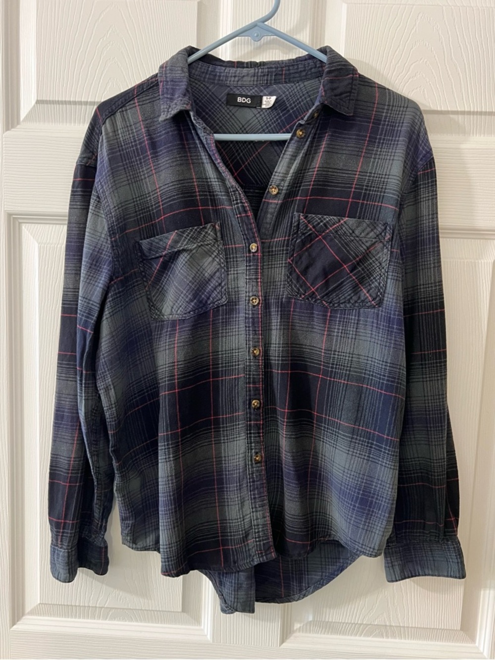 BDG Dark Green Plaid Button-Down Shirt